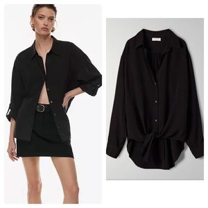 Aritzia Babaton Serge Black Shirt Blouse
